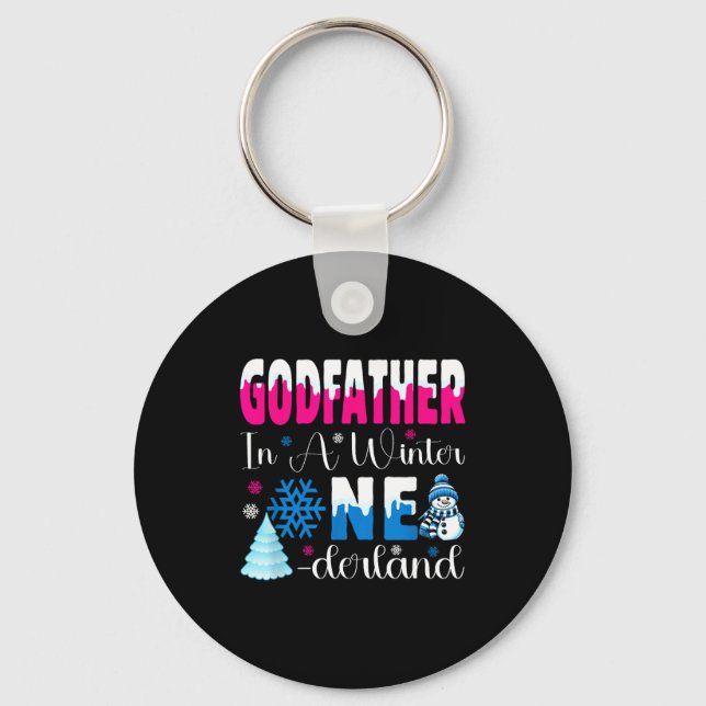 Godfather In A Winter Onederland Bday Girl Sweet S Keychain (Front)
