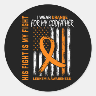 Godfather Leukaemia Cancer Awareness American Flag Classic Round Sticker