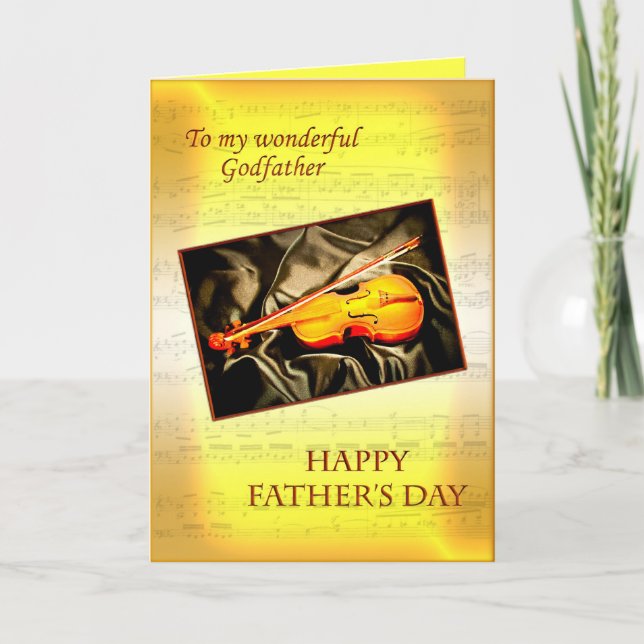 Godfather, musical Father's day card with a violin (Front)