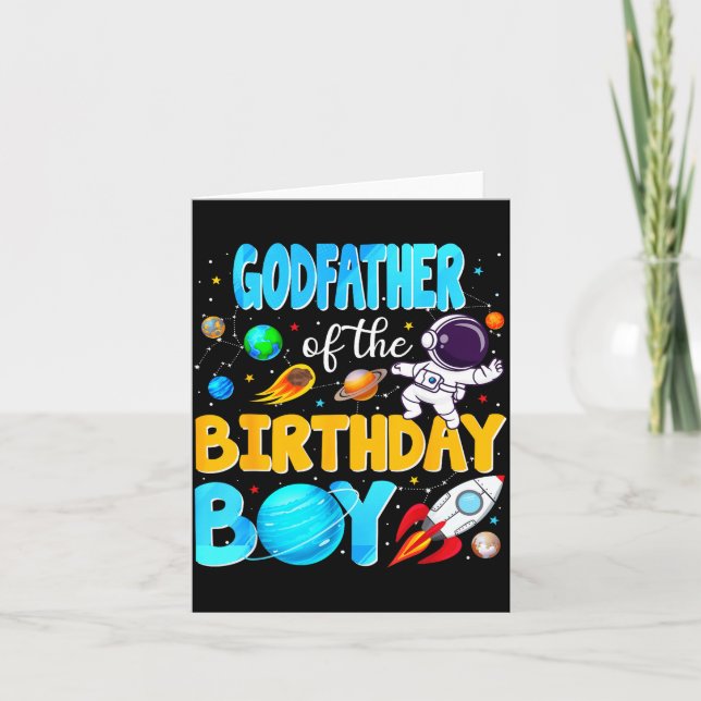 Godfather Of The Birthday Boy Space Astronaut 1st  Card (Front)