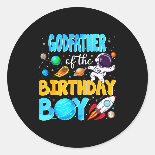 Godfather Of The Birthday Boy Space Astronaut 1st  Classic Round Sticker (Front)