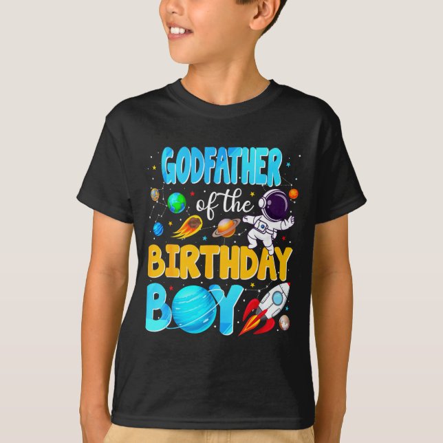 Godfather Of The Birthday Boy Space Astronaut 1st  T-Shirt (Front)