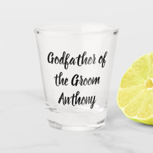 Godfather of the Groom Black Custom Name Wedding Shot Glass