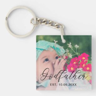 Godfather Personalized Year Established Photo Keychain