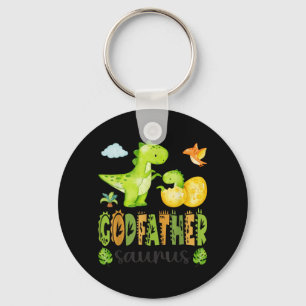 Godfather Saurus T-Rex Dinosaur Matching Fathers Keychain