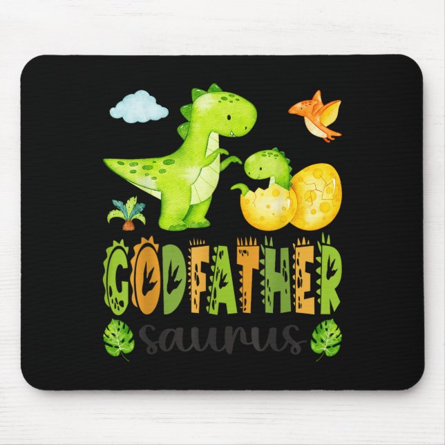 Godfather Saurus T-Rex Dinosaur Matching Fathers Mouse Pad (Front)
