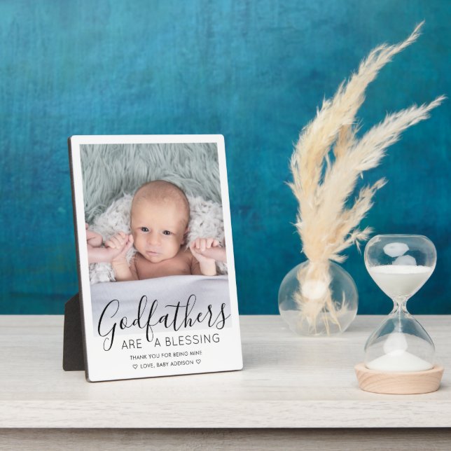 Godfather Thank You Christening or Baptism Photo Plaque (Side)