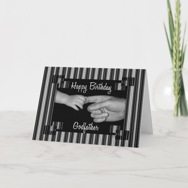 Godfather's Birthday Black with Pinstripes Card (Front)