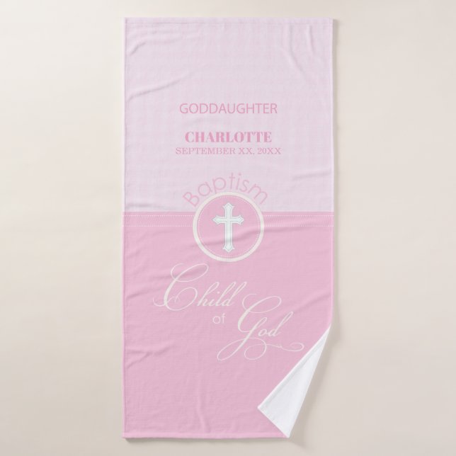 Godgirl Baptême Pink Enfant de Dieu Personnalisé (Serviette de bain)