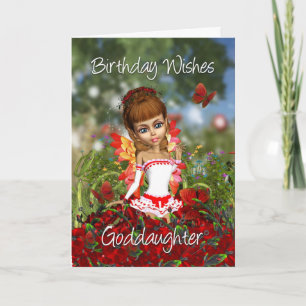 Godgirl Carte d'anniversaire avec Poppy Meadow Fai
