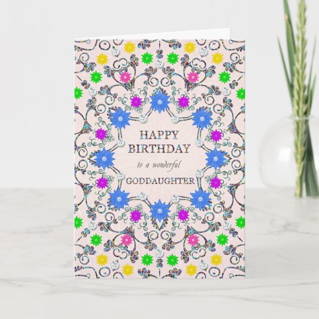 Godgirl Fleurs Abstraites Carte d'anniversaire (Devant)