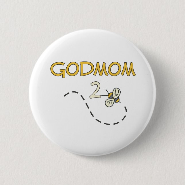 Godmom 2 Bee 2 Inch Round Button (Front)