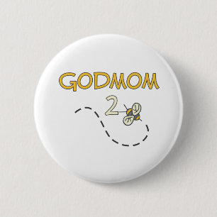 Godmom 2 Bee 2 Inch Round Button