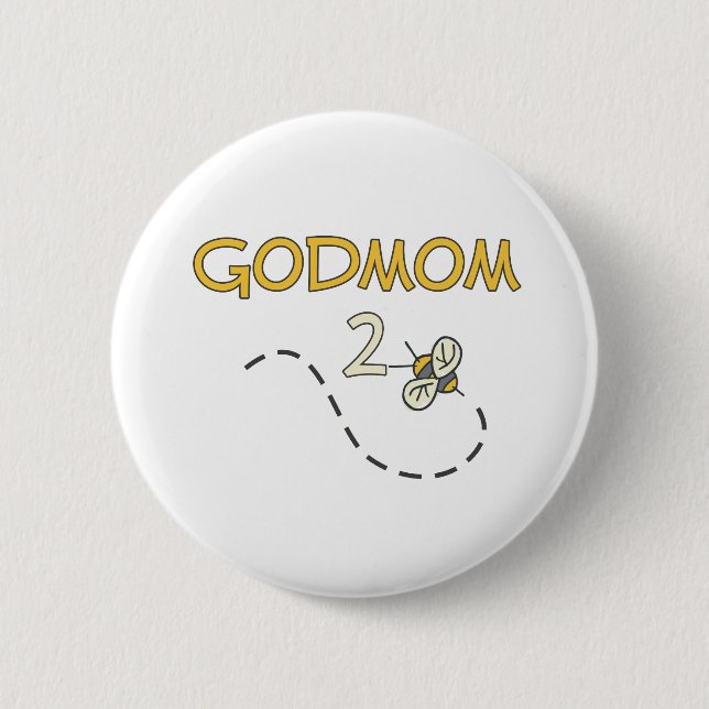 Godmom 2 Bee Inch Round Button (Front)