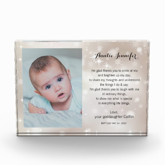 Godmother Baptism Poem on Stars Photo Block (Front)