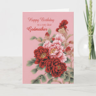Godmother Birthday Peonies Card