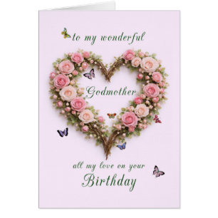 Godmother Birthday Roses Heart