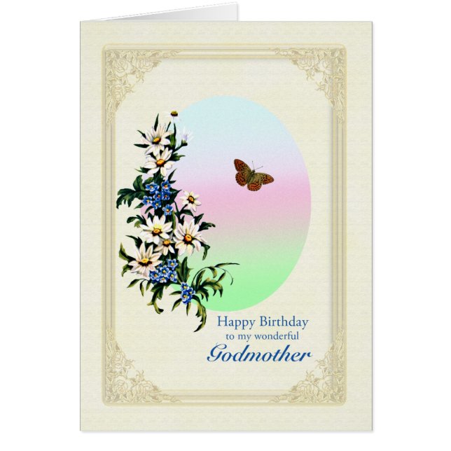 Godmother Birthday with Flowers (Front)