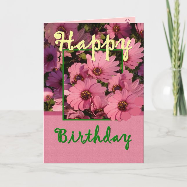 GODMOTHER - Birthday with Pink Daisy Flowers Card (Front)