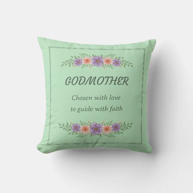 GODMOTHER Chosen with love to guide with faith Throw Pillow (Front)