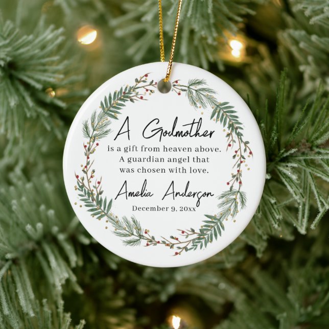 Godmother Christening Baptism  Ceramic Ornament (Tree)