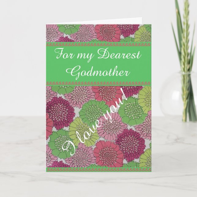 Godmother Mother's Day Card - Vintage Floral (Front)