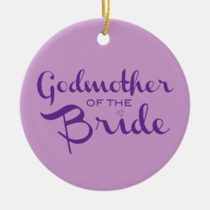 Godmother of Bride Purple on Purple Ceramic Ornament