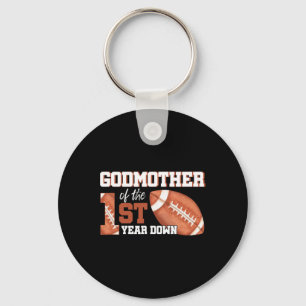 Godmother Of The 1 Year Old Birthday Football 1st  Keychain