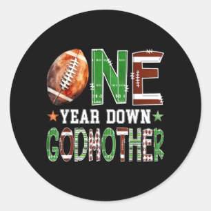 Godmother Of The 1st Birthday Boy Football Classic Round Sticker