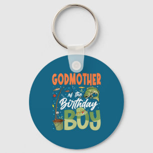 Godmother of the birthday boy fishing family bday keychain