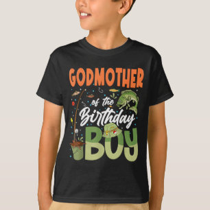 Godmother of the birthday boy fishing family bday T-Shirt