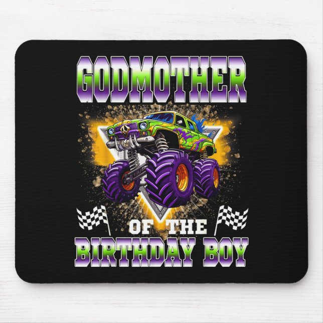 Godmother Of The Birthday Boy Monster Truck Birthd Mouse Pad (Front)