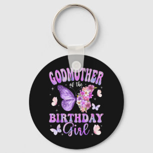 Godmother of The Birthday Girl Butterfly Party Keychain