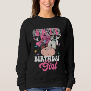 GodMother Of The Birthday Girl Farm Cow Groovy Sweatshirt