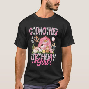 GodMother Of The Birthday Girl Pink Farm Cow First T-Shirt