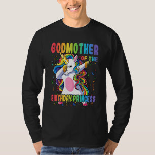 Godmother Of The Birthday Princess Dabbing Unicorn T-Shirt