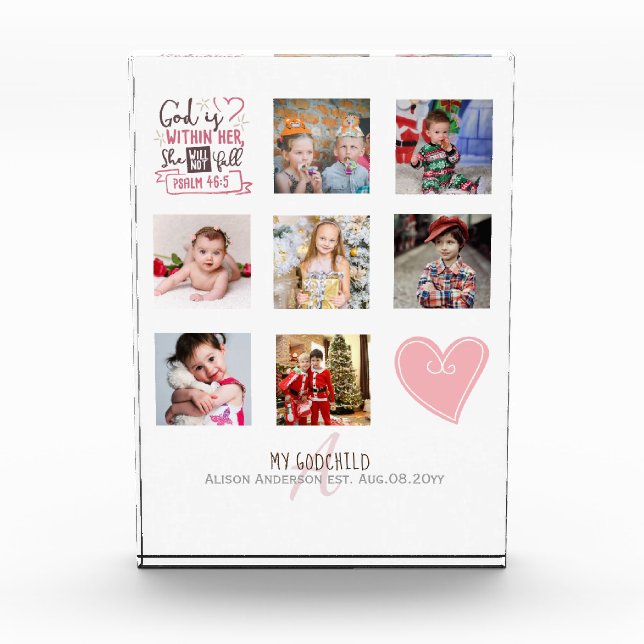 GODMOTHER PHOTO COLLAGE Gift with verse can edit Block (Front)
