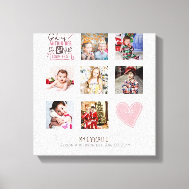 GODMOTHER PHOTO COLLAGE Gift with verse can edit Canvas Print (Front)