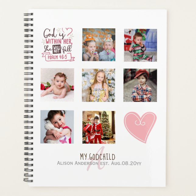 GODMOTHER PHOTO COLLAGE Gift with verse can edit Planner (Front)