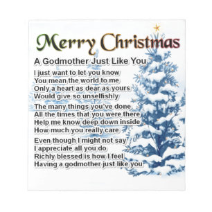 Godmother poem - christmas design notepad