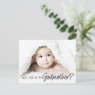 Godmother Proposal   Simple Classic Script 2 Photo Postcard