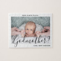 Godmother Proposal Simple Modern Script Baby Photo
