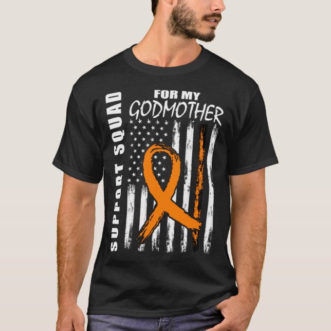 Godmother Support Squad Leukemia Awareness USA Fla T-Shirt (Front)