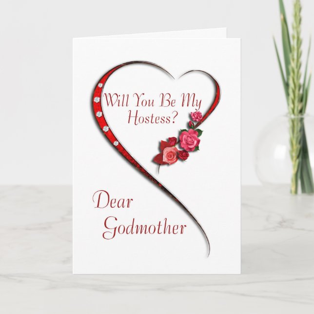 Godmother, Swirling heart Hostess invite (Front)