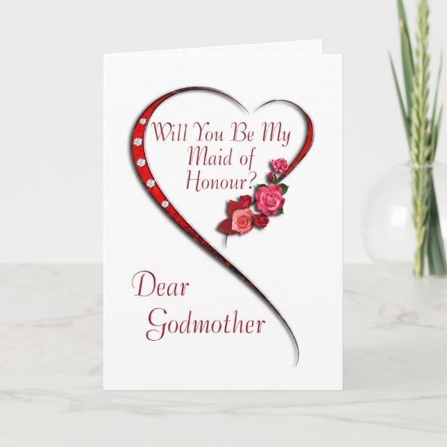 Godmother, Swirling heart Maid of Honour invite (Front)