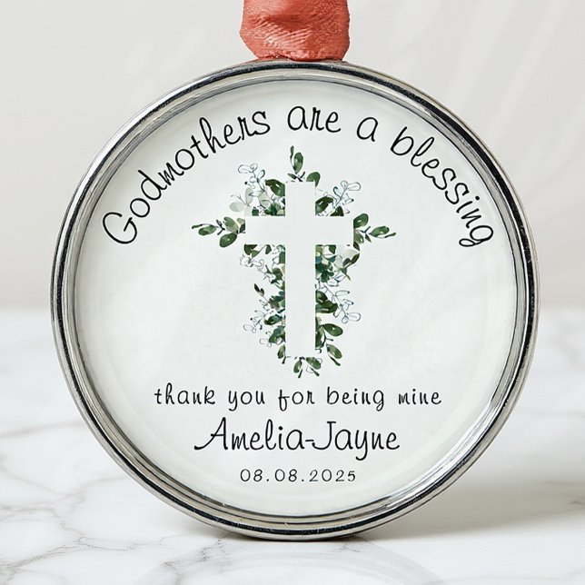 Godmothers Are a Blessing Eucalyptus Metal Ornament (Creator Uploaded)