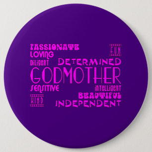 Godmothers Baptims Christening Parties : Qualities 6 Inch Round Button