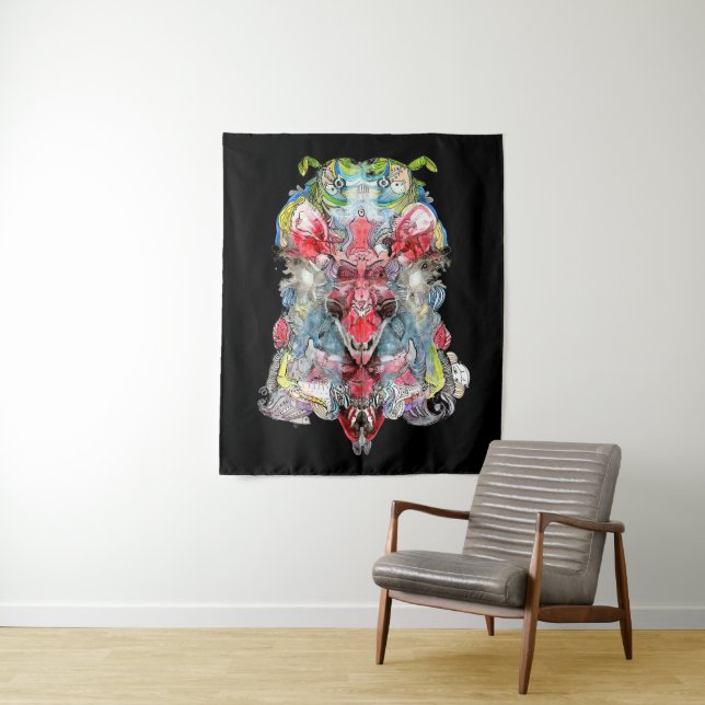 Godness is a goat queen tapestry (In Situ)