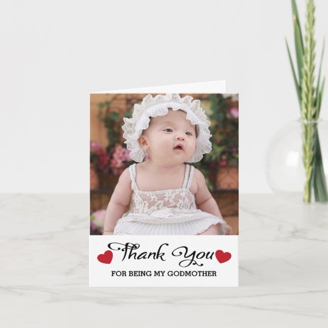 Godparent Modern Thank You Photo Card (Front)