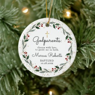 Godparents Baptism Christening Ceramic Ornament